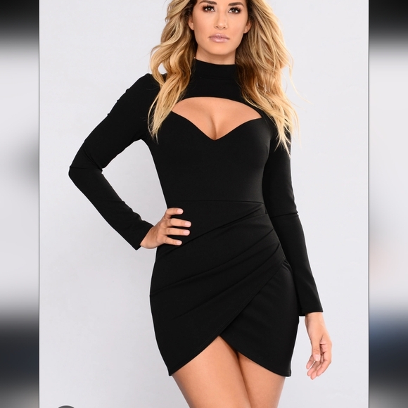 Fashion Nova tonia dress nwt Xl Black Bodycon Long Sleeve Mini Nwt - Picture 2 of 10